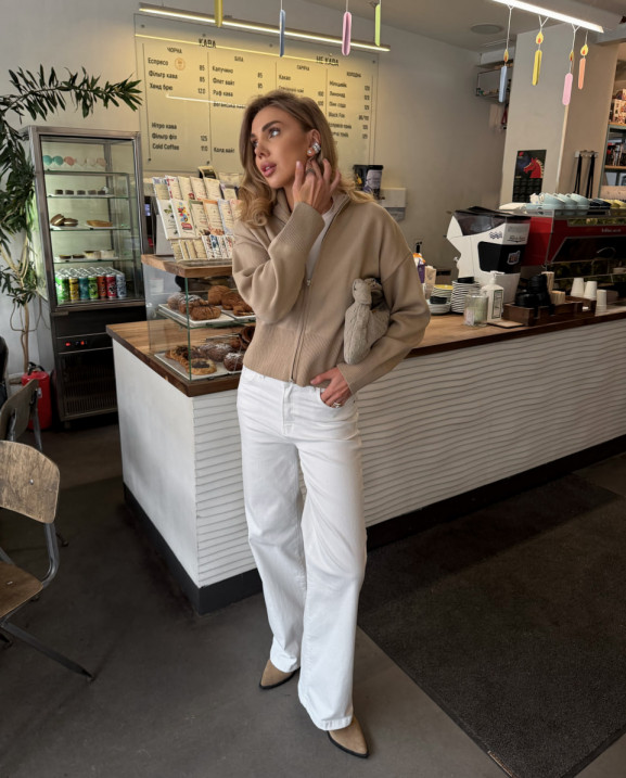 118 Кардиган в’язаний весняний з блискавкою